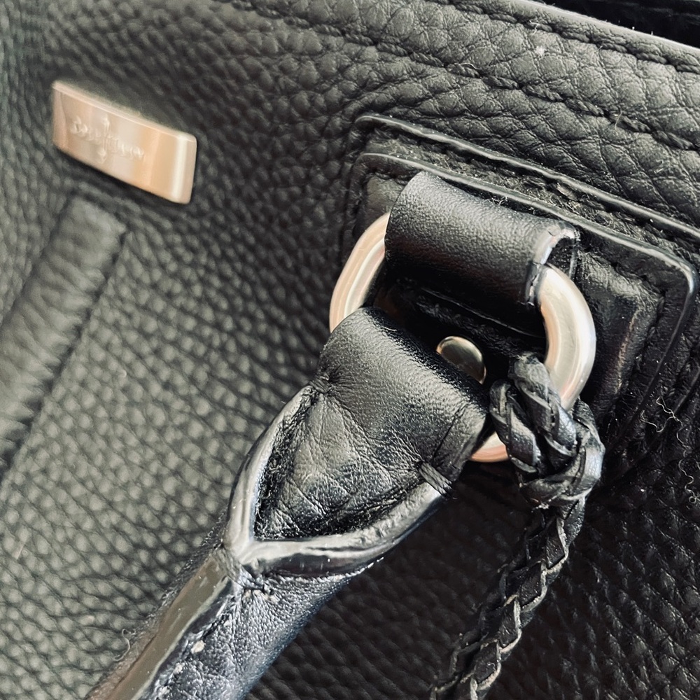 Cole Haan Structured Black Pebbled Leather Satchel Handbag - Picture 7 of 16